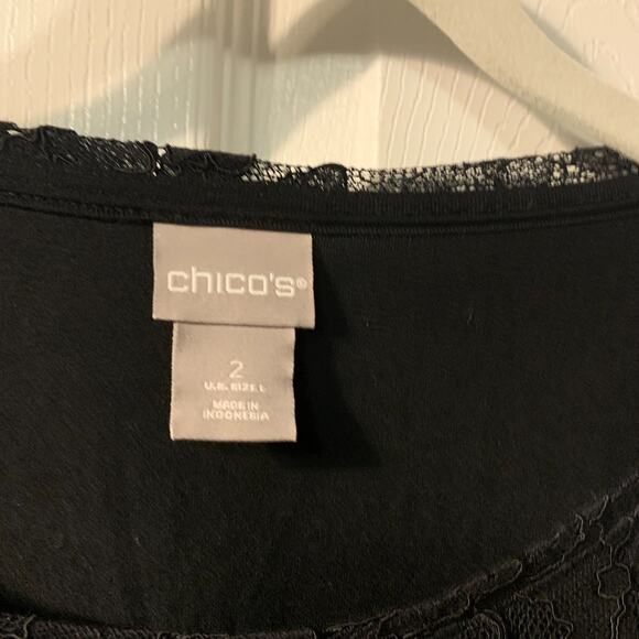 Chico's Women's Black Lace Whimsigoth Tunic Top Size L Romantic Feminine Party - Picture 6 of 8
